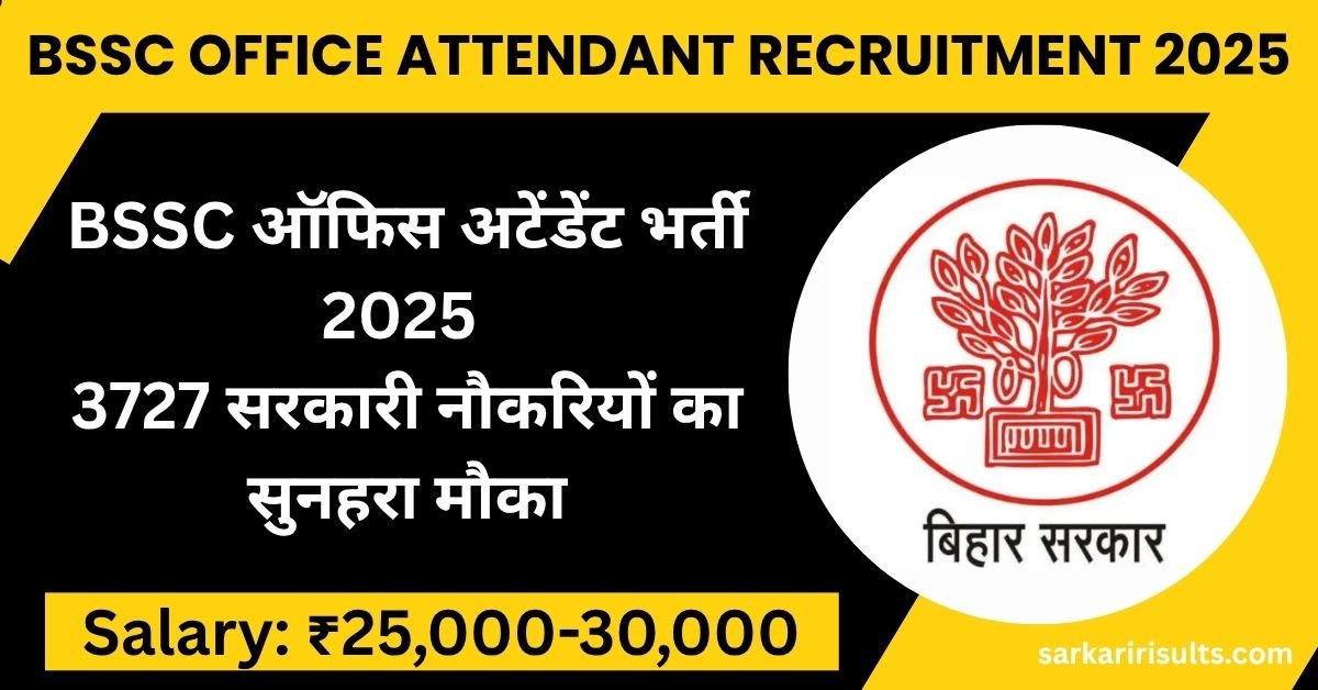 BSSC Office Attendant Recruitment 2025