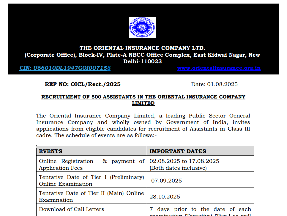 OICL Assistant Result 2025