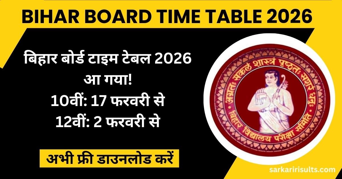 Bihar Board Time Table 2026