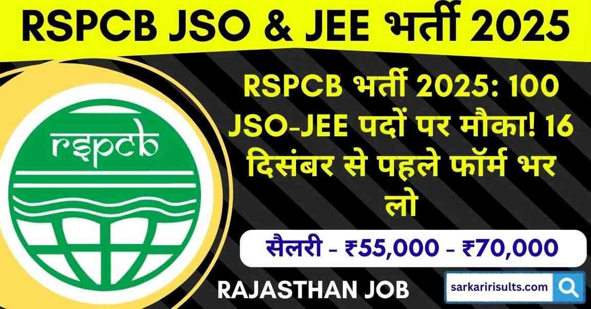 RSPCB JSO JEE Recruitment 2025