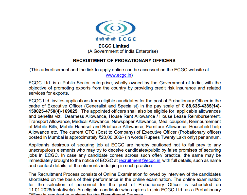 ECGC PO Recruitment 2025