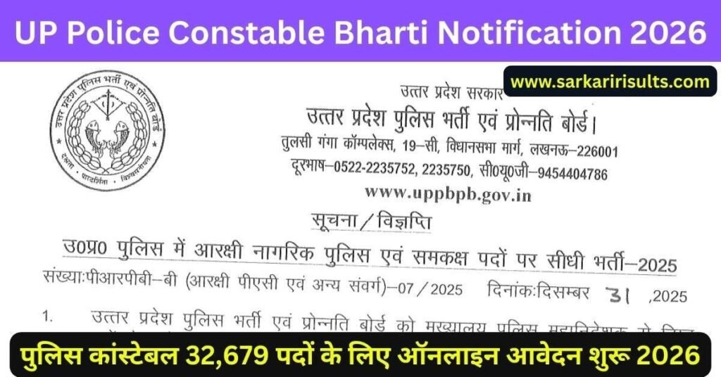 Official-Notification-UP Police Constable Bharti 2026