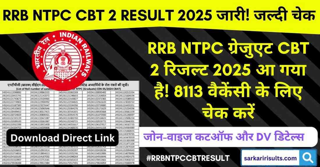 RRB NTPC CBT 2 Result 2025