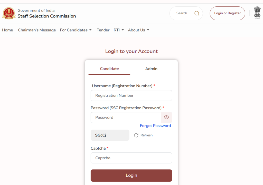 Official Website SSC CPO SI Admit Card 2025 Download