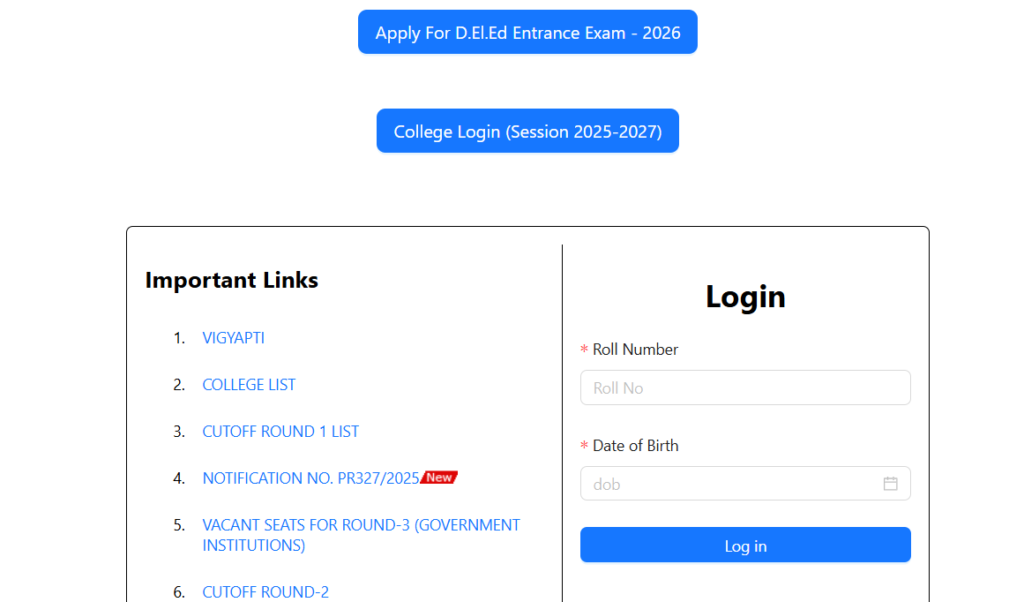 Official Site Bihar BSEB DELED 3rd Selection List 2025-27