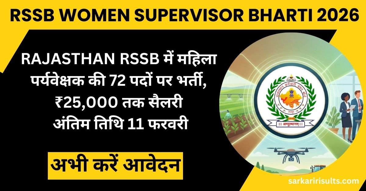 RSSB Women Supervisor Bharti 2026