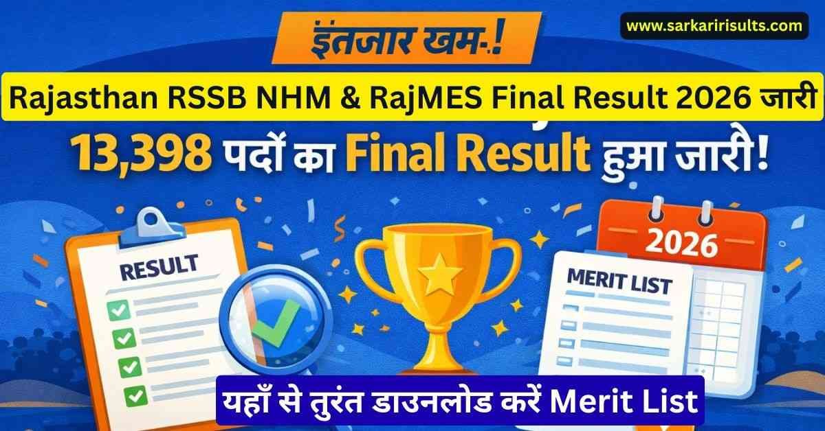 Rajasthan NHM Final Result 2026