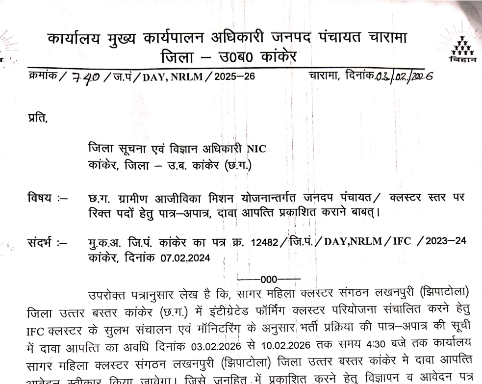 Janpad Panchayat Kanker IFC Anchor Result 2026