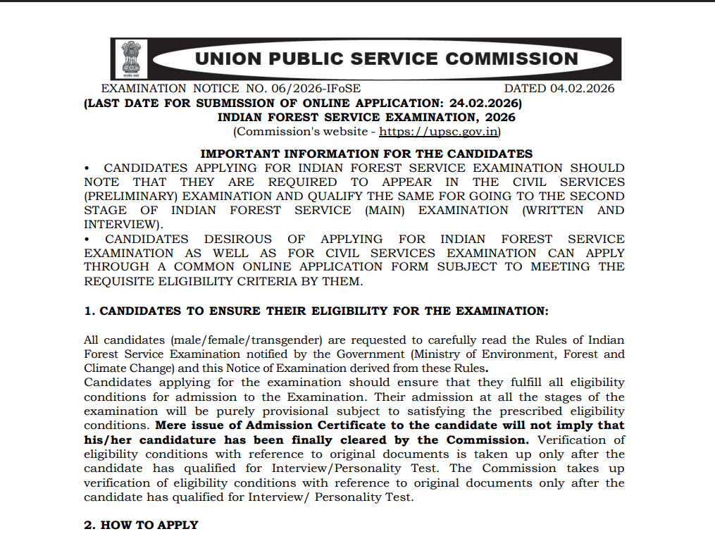 UPSC IFS Recruitment 2026