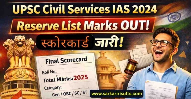 UPSC Civil Services IAS 2024 Reserve List Marks