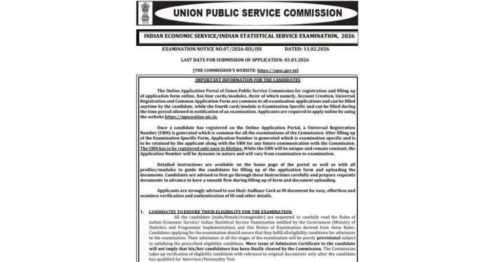 UPSC IES/ISS Recruitment 2026