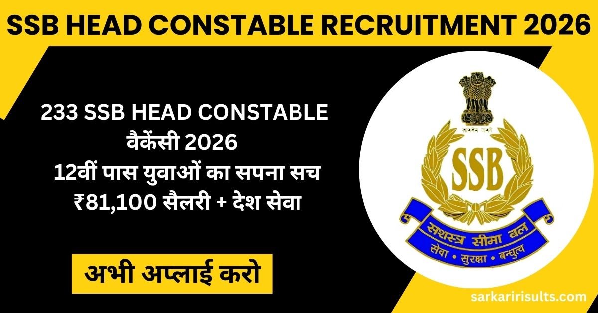 SSB Head Constable Recruitment 2026