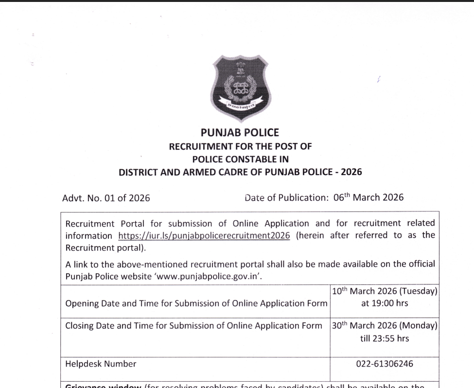 Punjab Police Constable Recruitment