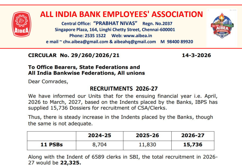 Official Notice IBPS Clerk Recruitment 2026