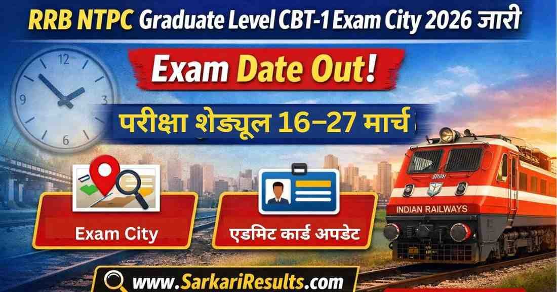RRB NTPC Graduate Level CBT-1 Exam City 2026