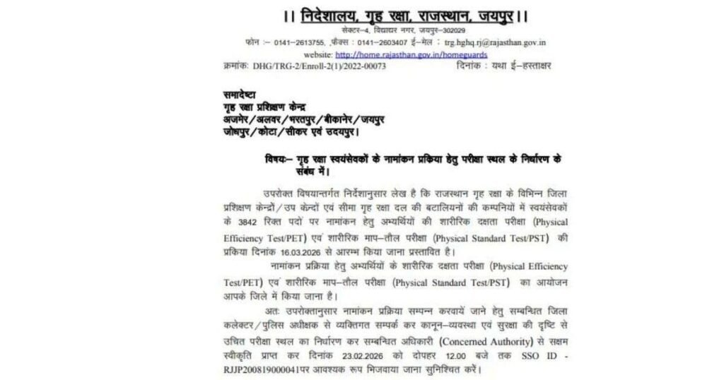 Home Guard PET PST Admit Card 2026