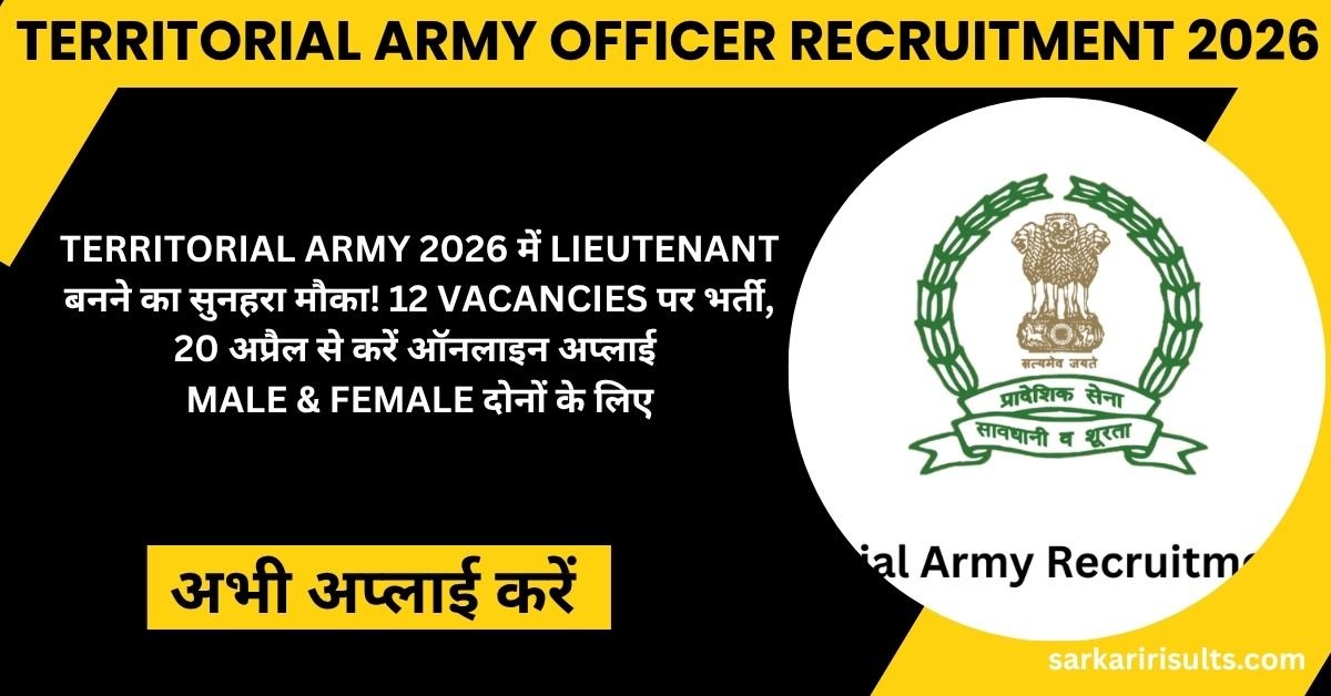 Territorial Army Officer Recruitment 2026