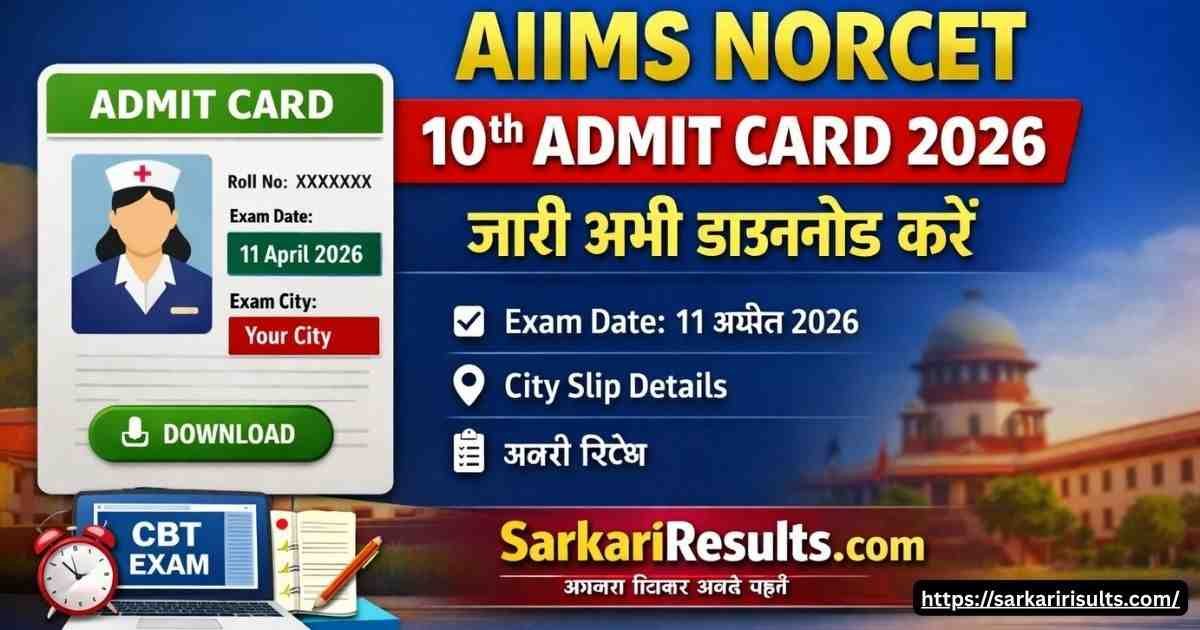 AIIMS NORCET 10th Admit Card 2026