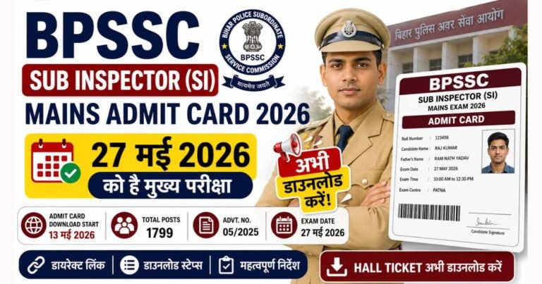 BPSSC Sub Inspector SI Mains Admit Card 2026