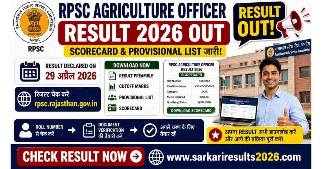 RPSC Agriculture Officer Result 2026
