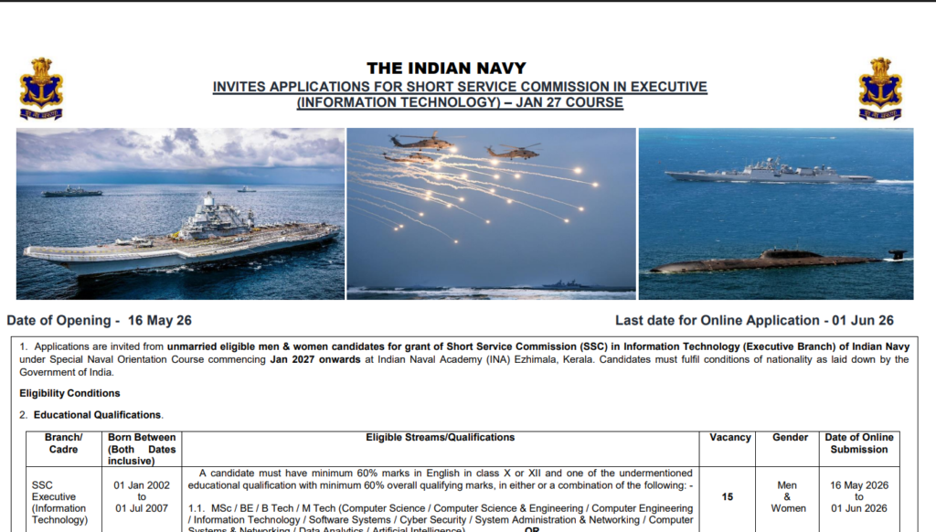 Indian Navy SSC Officer Recruitment 2026