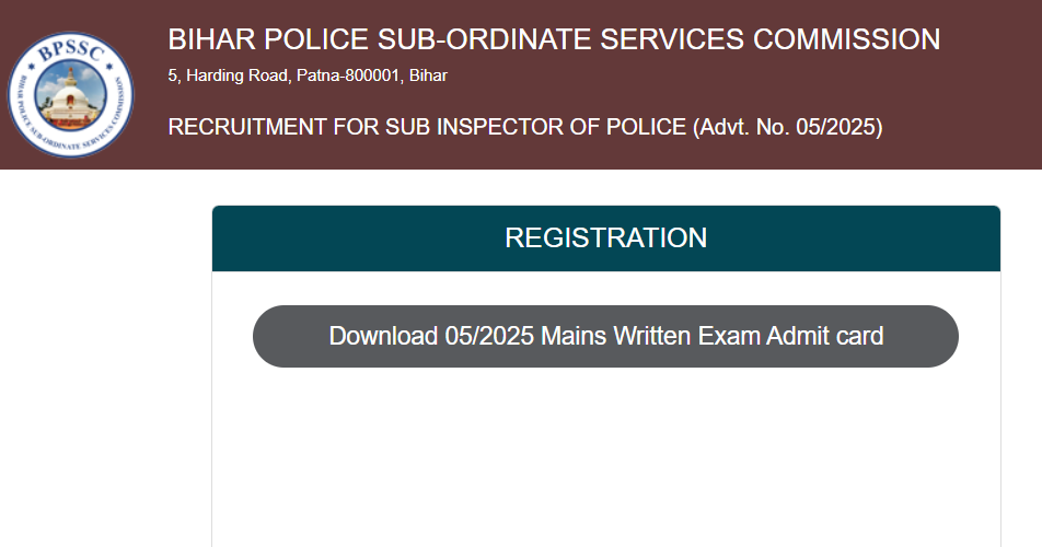 BPSSC Sub Inspector SI Mains Admit Card 2026 Official Portal