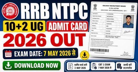 RRB NTPC 10+2 UG Admit Card 2026