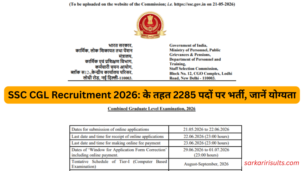 SSC CGL 2026 application form Date