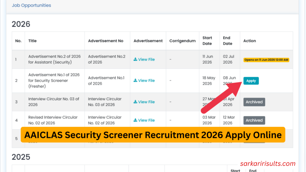 Www aaiclas aero recruitment 2026 apply online