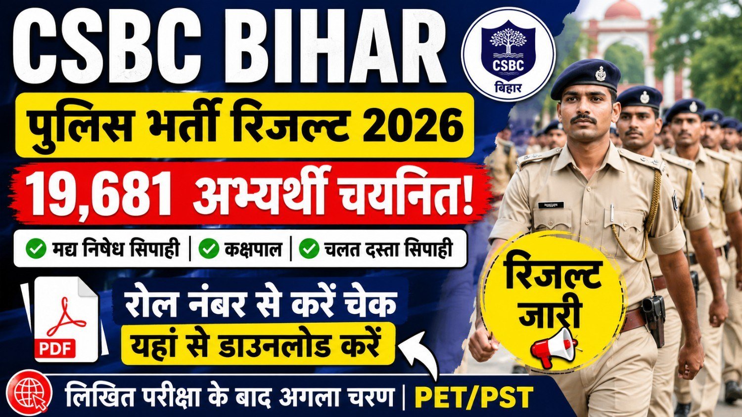 Csbc bihar police constable result 2026 sarkari result