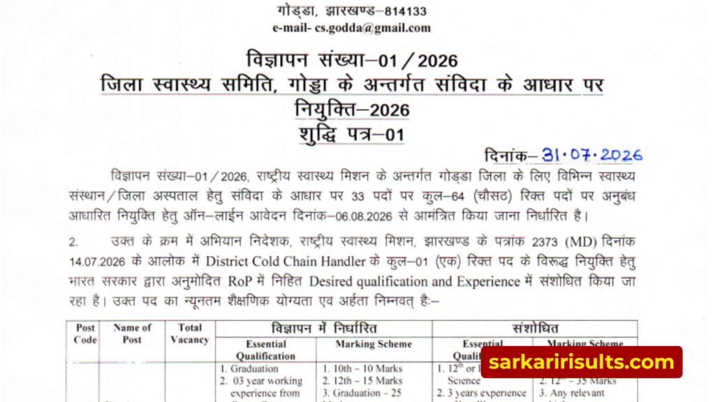 Nhm godda recruitment 2026 notification