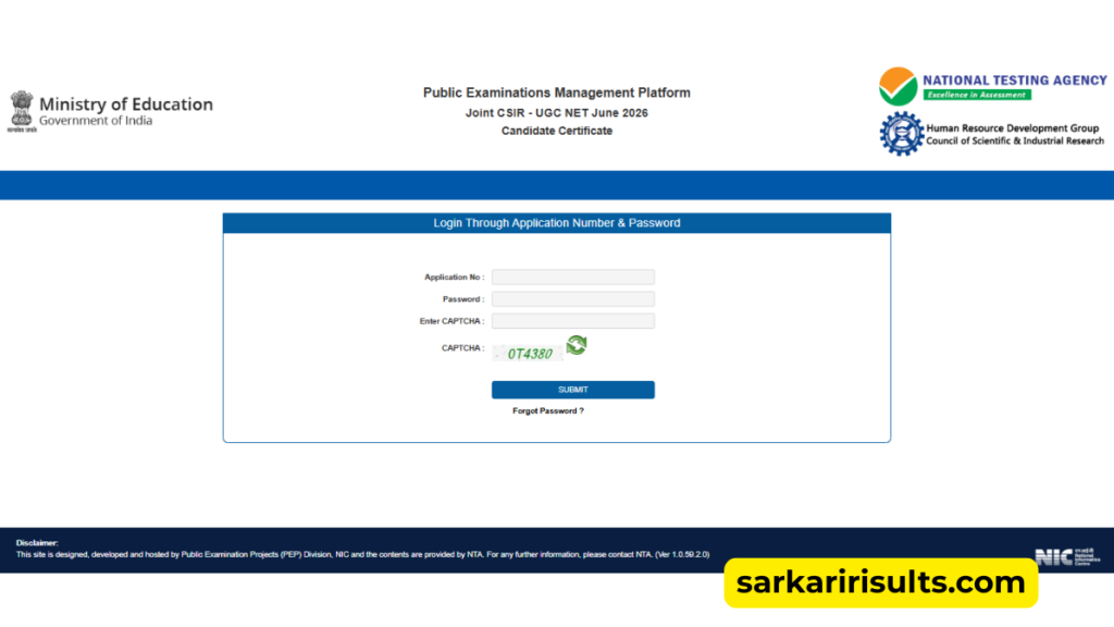Csir ugc net candidate certificate 2026 download
