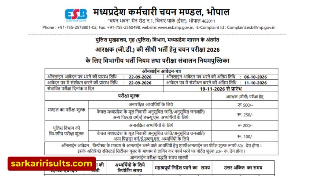 Mp police constable gd recruitment 2026 date