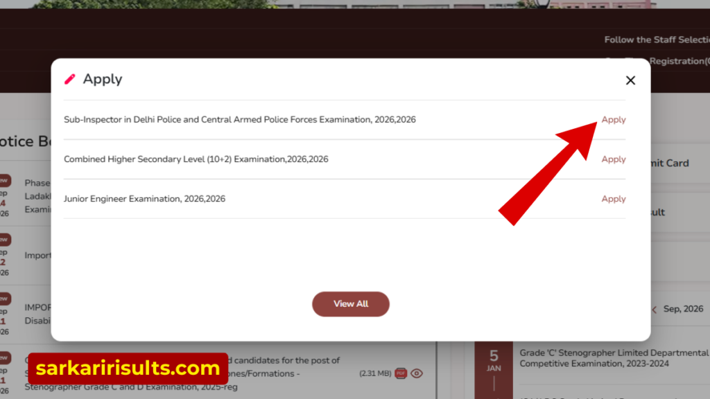 SSC CPO apply online 2026