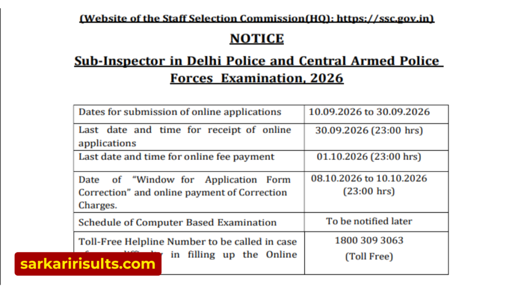 SSC CPO recruitment 2026 notification PDF download