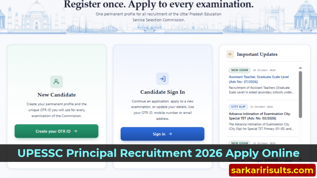 UPESSC Principal Recruitment 2026 Apply Online